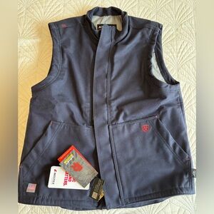 NWT Ariat FR Dark Blue Vest with Red Logo